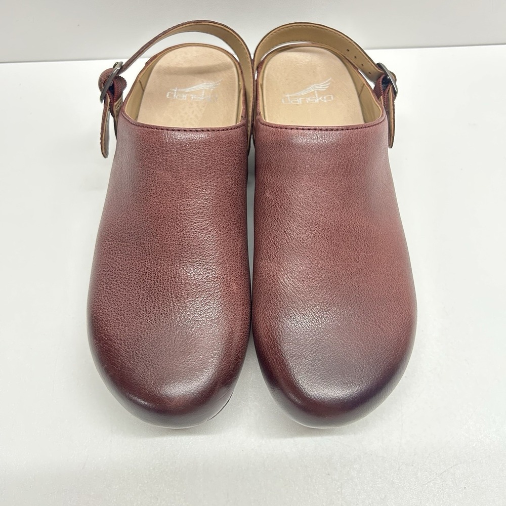 Dansko Berry Milled Burnished Slip On Leather Clogs Mules Size 38 US 7.5-8 - Picture 6 of 13